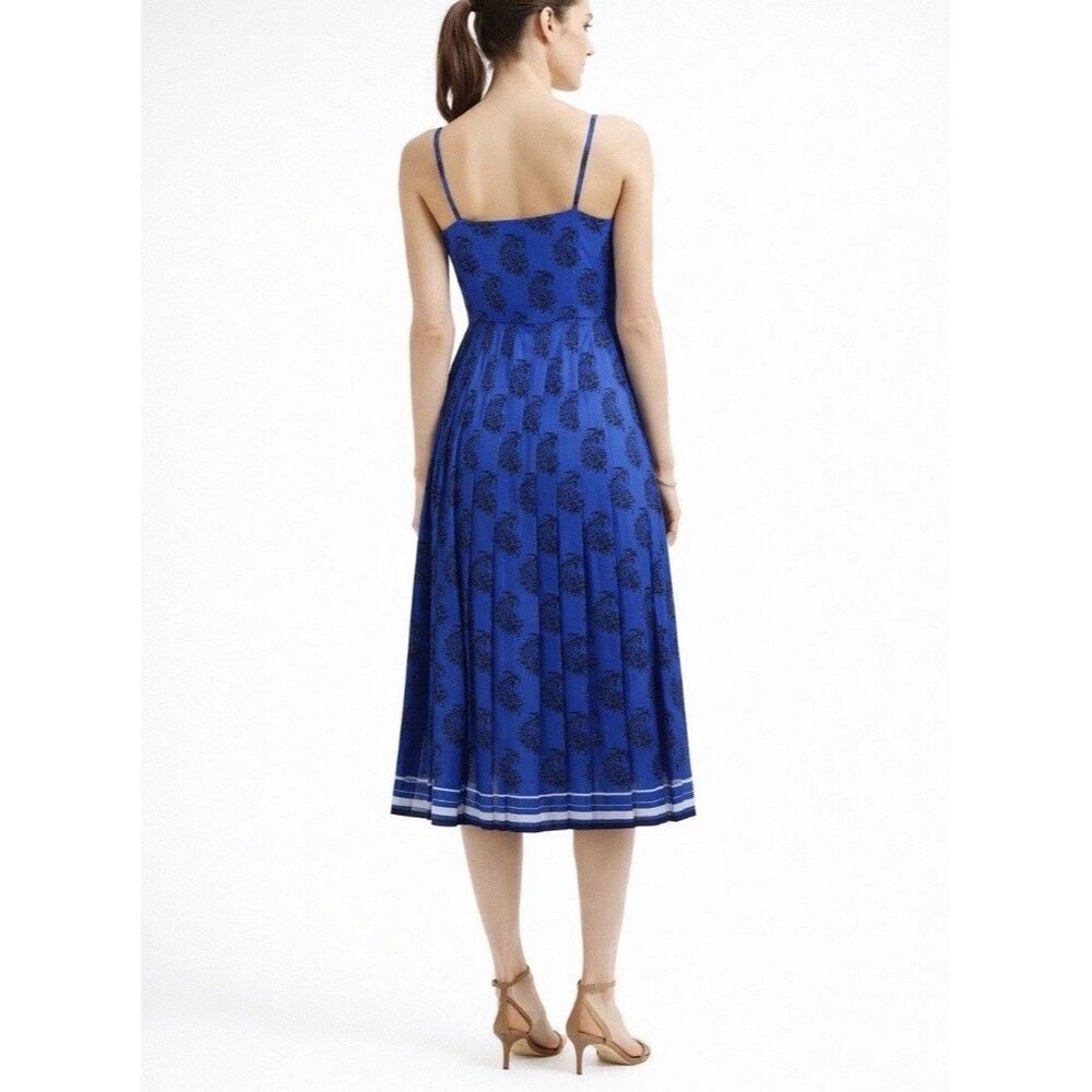 Banana Republic Paisley Pleated Midi Dress Adjustable Straps Sz 2 Party Cocktail - Picture 3 of 9